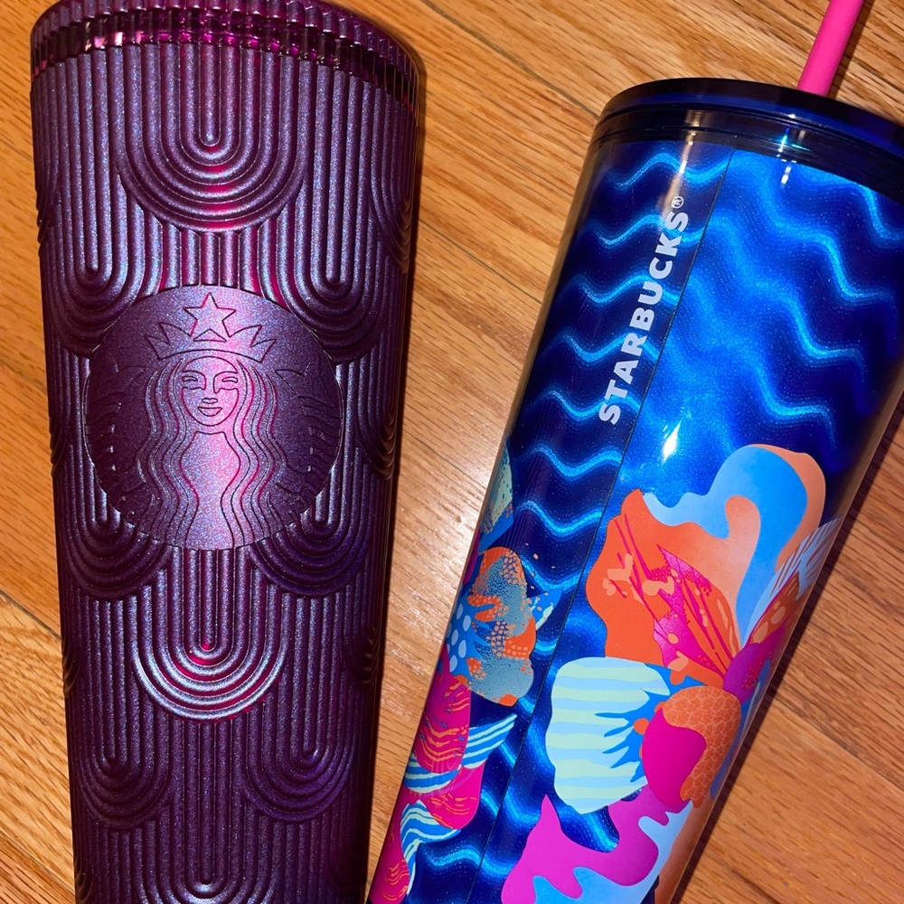 New Starbucks logo Purple and Blue Tumbler 24oz Set